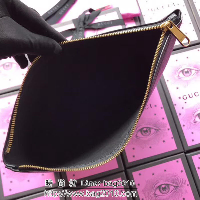GUCCI古馳 歐洲正品原單 2018早春新款 絲印標緻手包 500981 黑色全皮 WTG1581